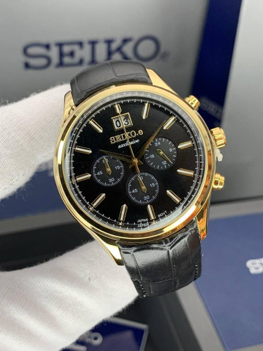 سیکو بند چرمی مردانه تقویم درشت سه موتوره کرنوگراف