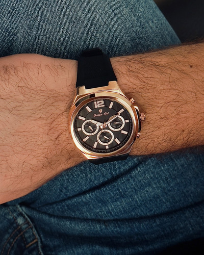 ساعت مچی سویس ارت سه موتوره فعال فول تایم بند رابر