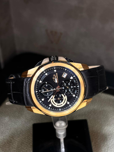 ساعت الگانس زنانه سه موتوره کرنوگراف فول استیل بند چرمی