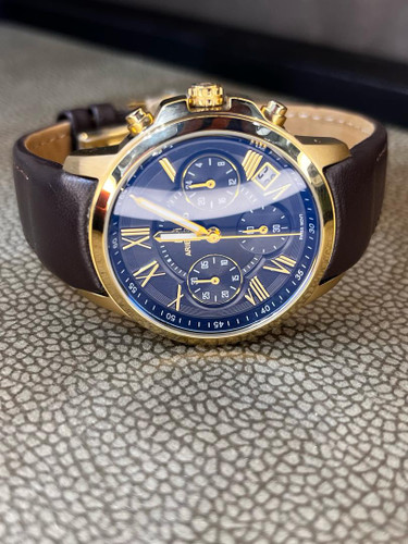 اریس گلد زنانه بند چرمی کرنوگراف فول استیل سه موتوره اصلی اورجینال