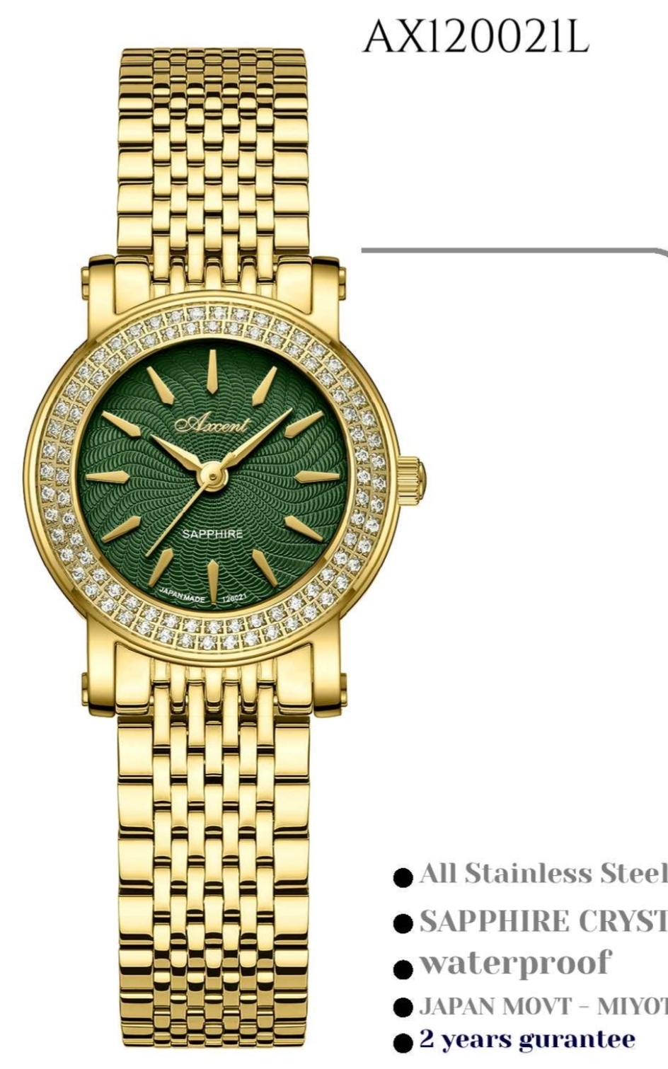 ساعت مچی زنانه اکسنت بند ریز گرد دور نگین 120021