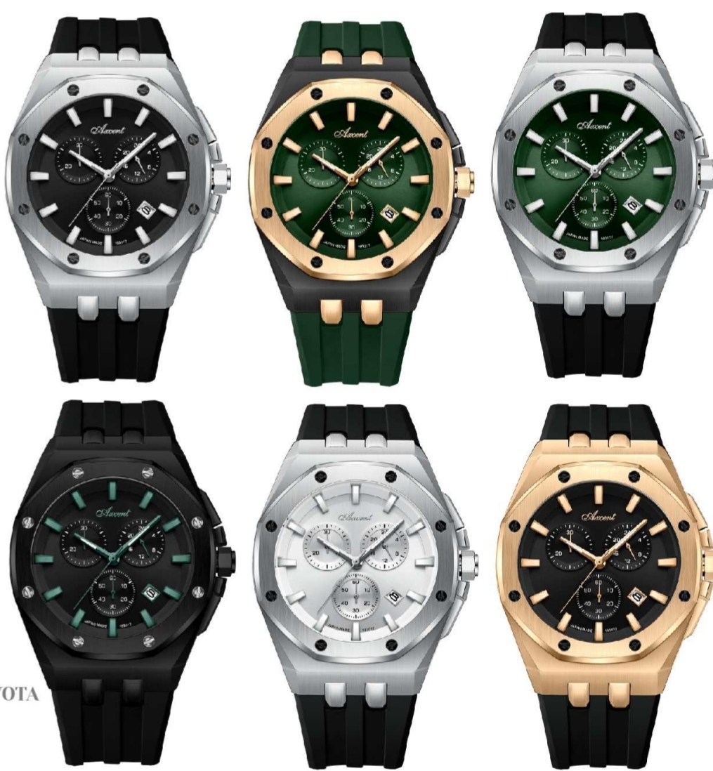 ساعت مچی اکسنت سه‌ موتوره کرنوگراف بند رابر اورجینال 183017