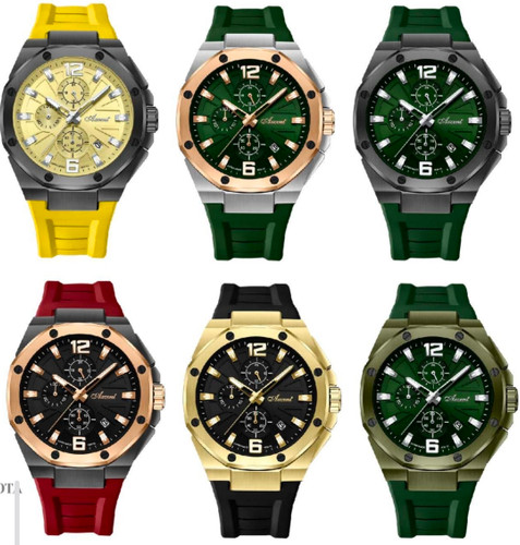 ساعت مچی مردانه اکسنت سه موتوره کرنوگراف بند راور 183019