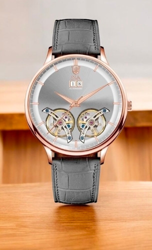 ساعت سویس ارت مردانه اتوماتیک بند چرمی دو کمپلت تقویم درشت