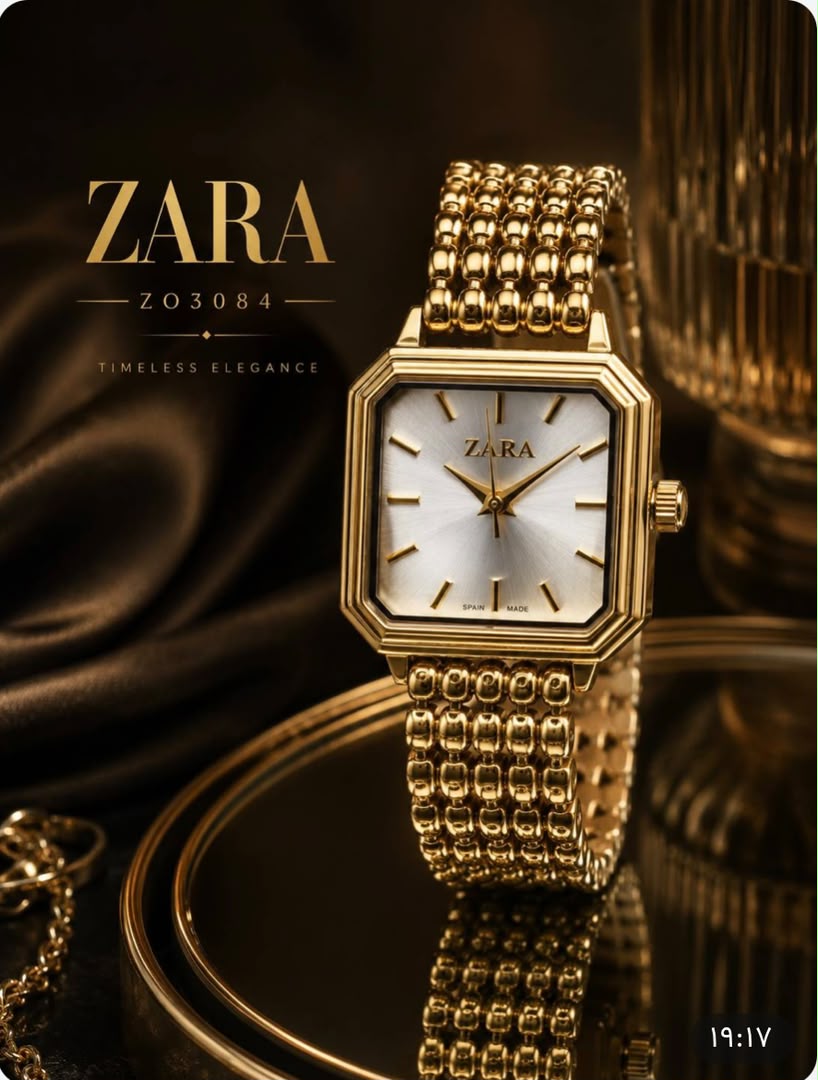 ساعت مچی زنانه زارا چهارگوش بند توپی دستبندی 3084